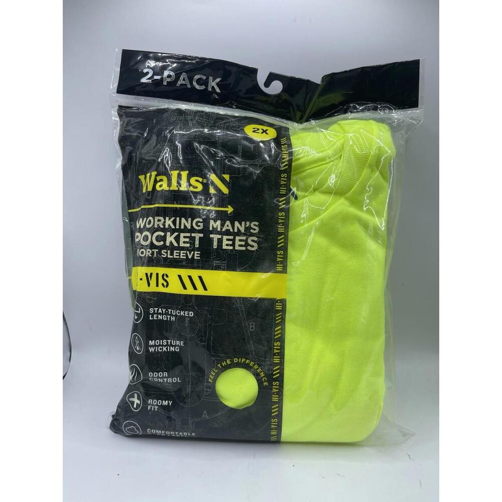 2-Walls  Working Man's  Knit Pocket Tees High Vis Size 2X